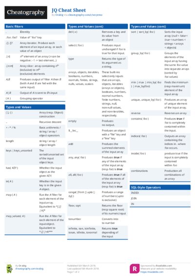 JQ Cheat Sheet