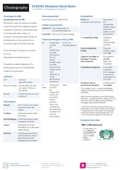 EUR2101 Eksamen Cheat Sheet