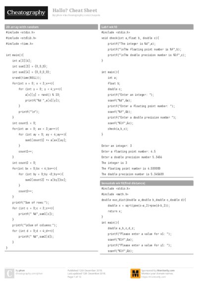 Hallo? Cheat Sheet