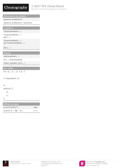 C 2017 TP1 Cheat Sheet