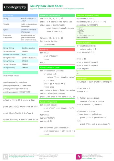 Mui Python Cheat Sheet