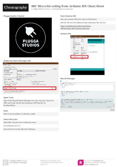 BBC Micro:bit  coding from Arduino IDE Cheat Sheet