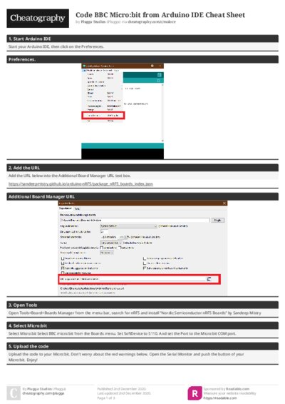 Code BBC Micro:bit from Arduino IDE Cheat Sheet