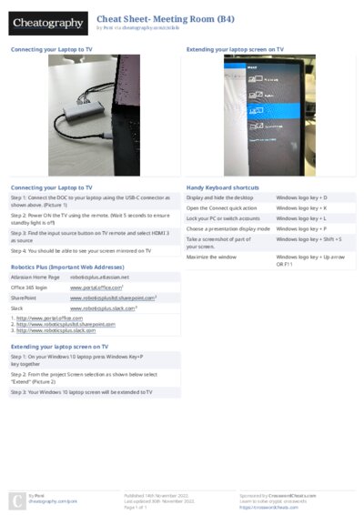 Cheat Sheet- Meeting Room (B4)