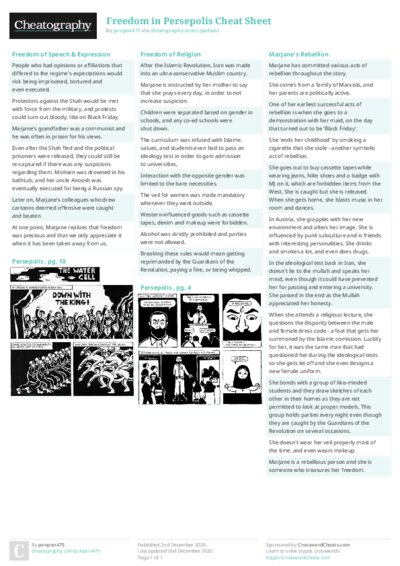 Freedom in Persepolis Cheat Sheet