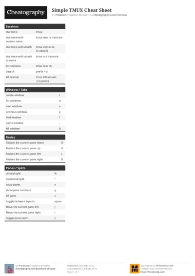 Simple TMUX Cheat Sheet