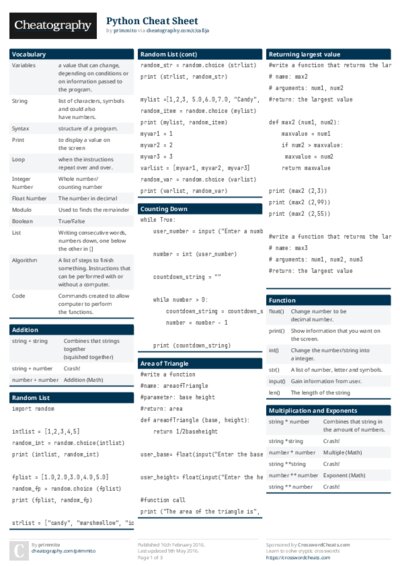 Python Cheat Sheet