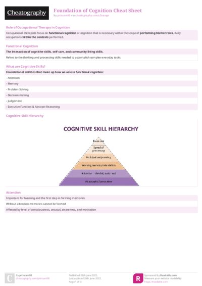 Foundation of Cognition Cheat Sheet