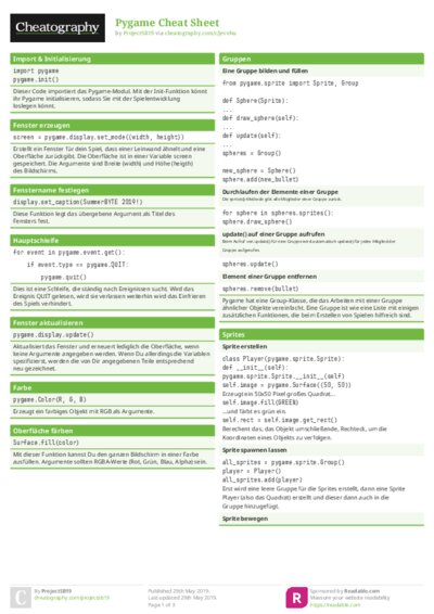 Pygame Cheat Sheet
