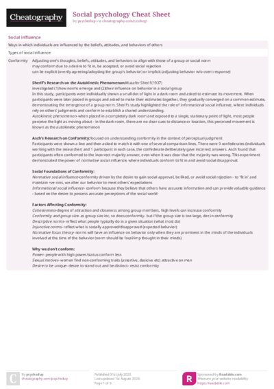 Social psychology Cheat Sheet