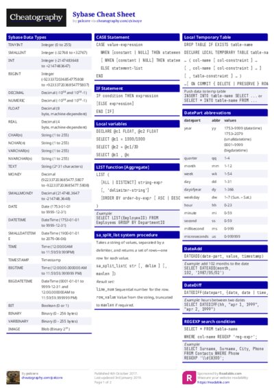 Sybase Cheat Sheet