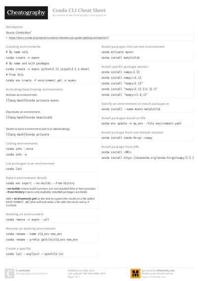 Conda CLI Cheat Sheet
