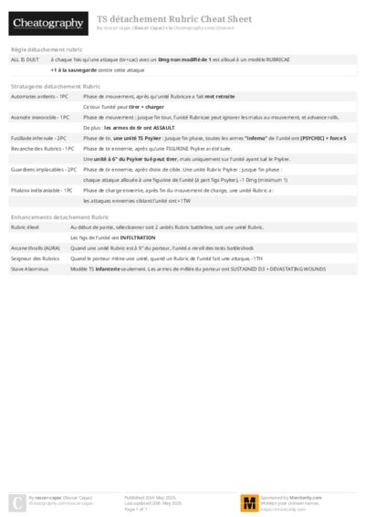 TS détachement Rubric Cheat Sheet