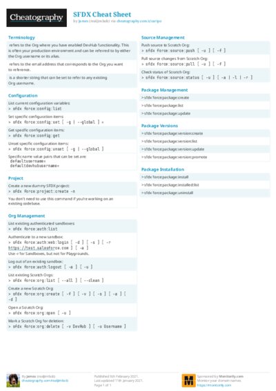 SFDX Cheat Sheet