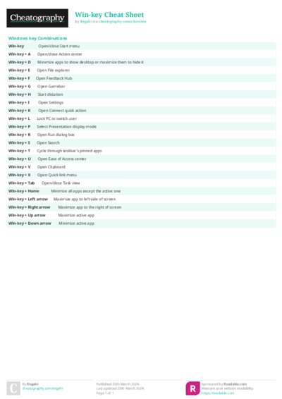 Win-key Cheat Sheet