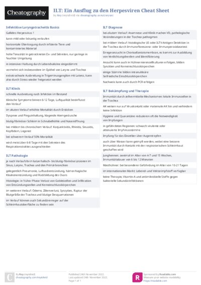 ILT: Ein Ausflug zu den Herpesviren Cheat Sheet