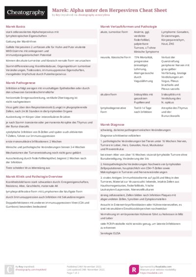 Marek: Alpha unter den Herpesviren Cheat Sheet
