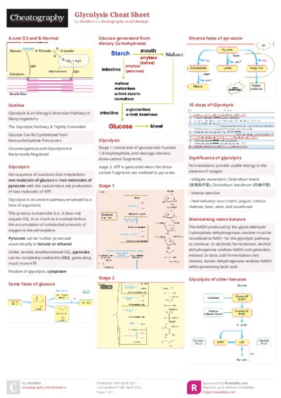 Glycolysis Cheat Sheet