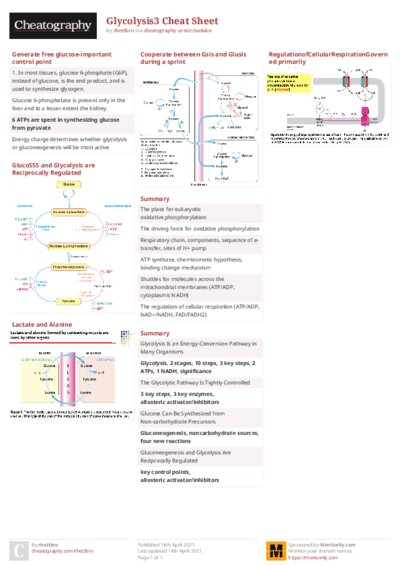 Glycolysis3 Cheat Sheet