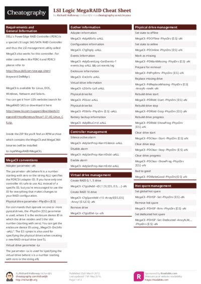 LSI Logic MegaRAID Cheat Sheet