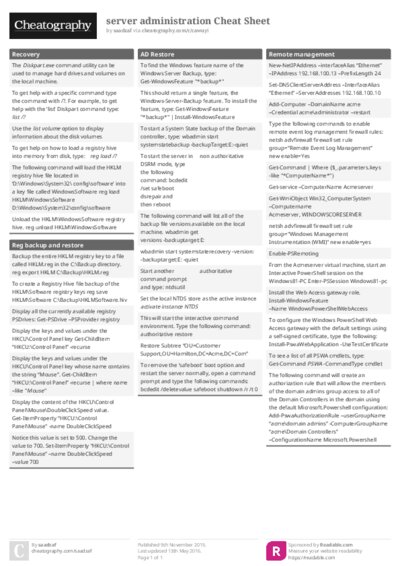 server administration Cheat Sheet