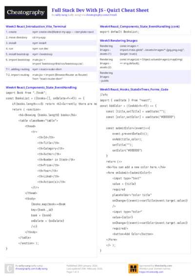 Full Stack Dev With JS - Quiz1 Cheat Sheet