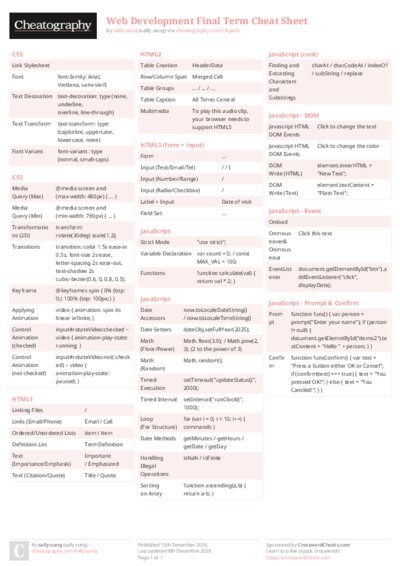Web Development Final Term Cheat Sheet