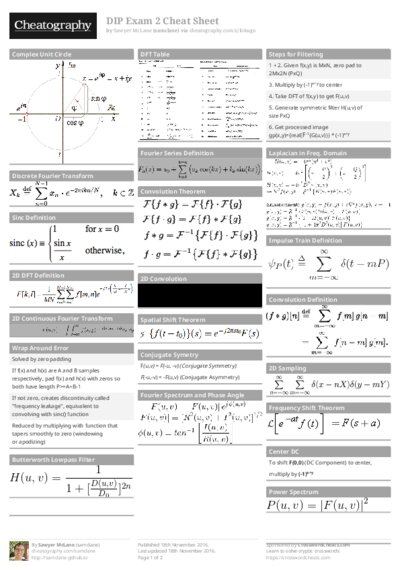 DIP Exam 2 Cheat Sheet
