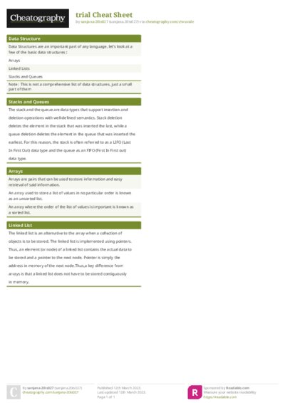 trial Cheat Sheet