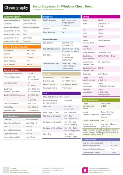 Script Inspector 3 - Windows Cheat Sheet