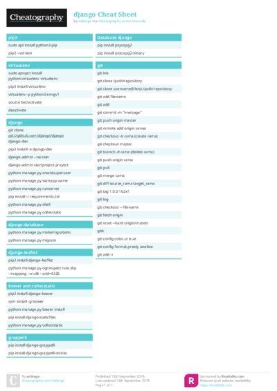 django Cheat Sheet