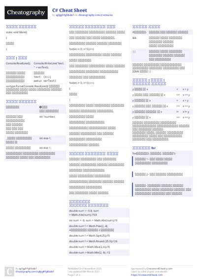 C# Cheat Sheet
