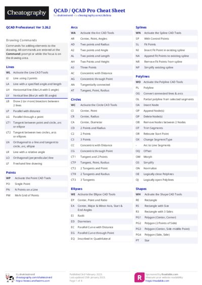 QCAD / QCAD Pro Cheat Sheet