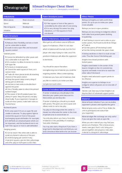 SilmanTechique Cheat Sheet