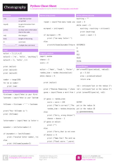Python Cheat Sheet