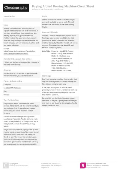 Buying A Used Rowing Machine Cheat Sheet