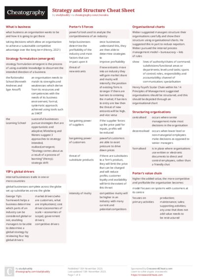 Strategy and Structure Cheat Sheet
