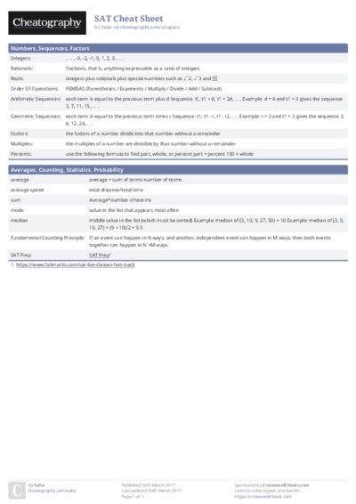 SAT Cheat Sheet