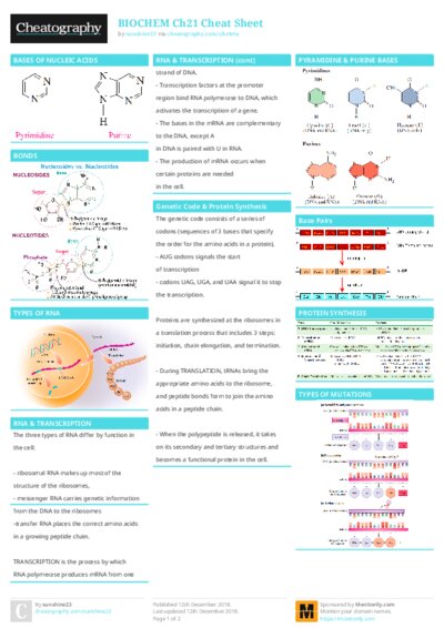 BIOCHEM Ch21 Cheat Sheet