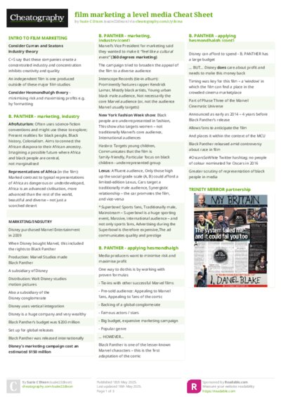 film marketing a level media Cheat Sheet