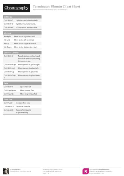 Terminator Ubuntu Cheat Sheet