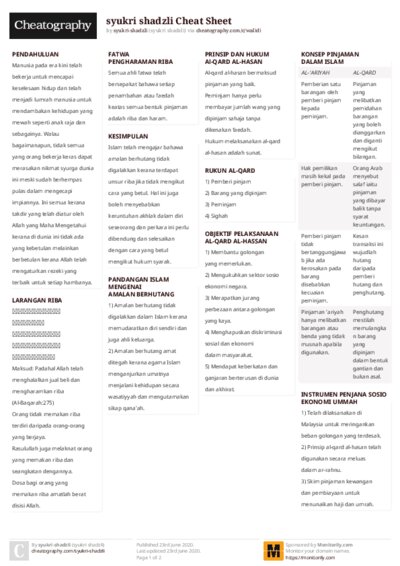 syukri shadzli Cheat Sheet