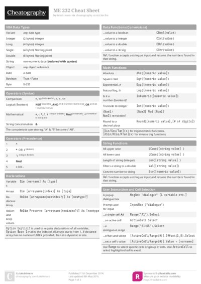 ME 232 Cheat Sheet