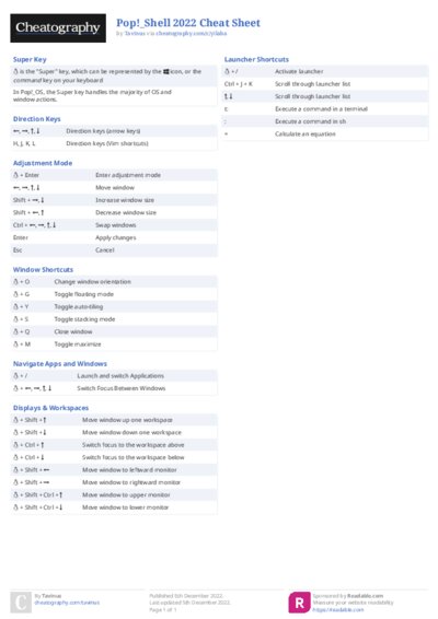 Pop!_Shell 2022 Cheat Sheet