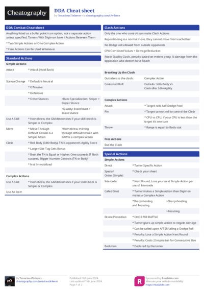 DDA Cheat sheet