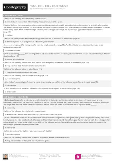 WGU C715 CH 5 Cheat Sheet