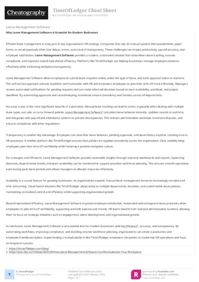 TimeOfLedger Cheat Sheet
