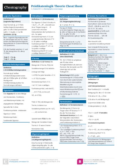 Prädikatenlogik Theorie Cheat Sheet