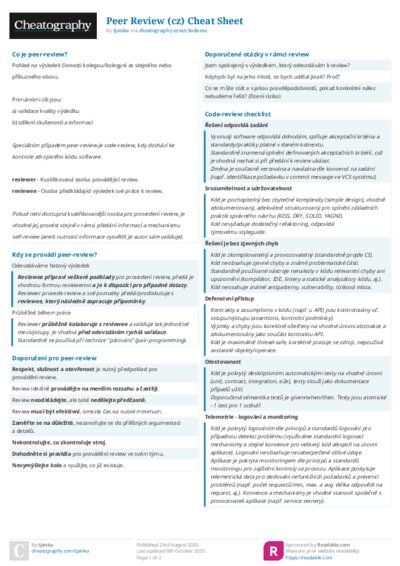 Peer Review (cz) Cheat Sheet