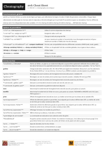 awk Cheat Sheet